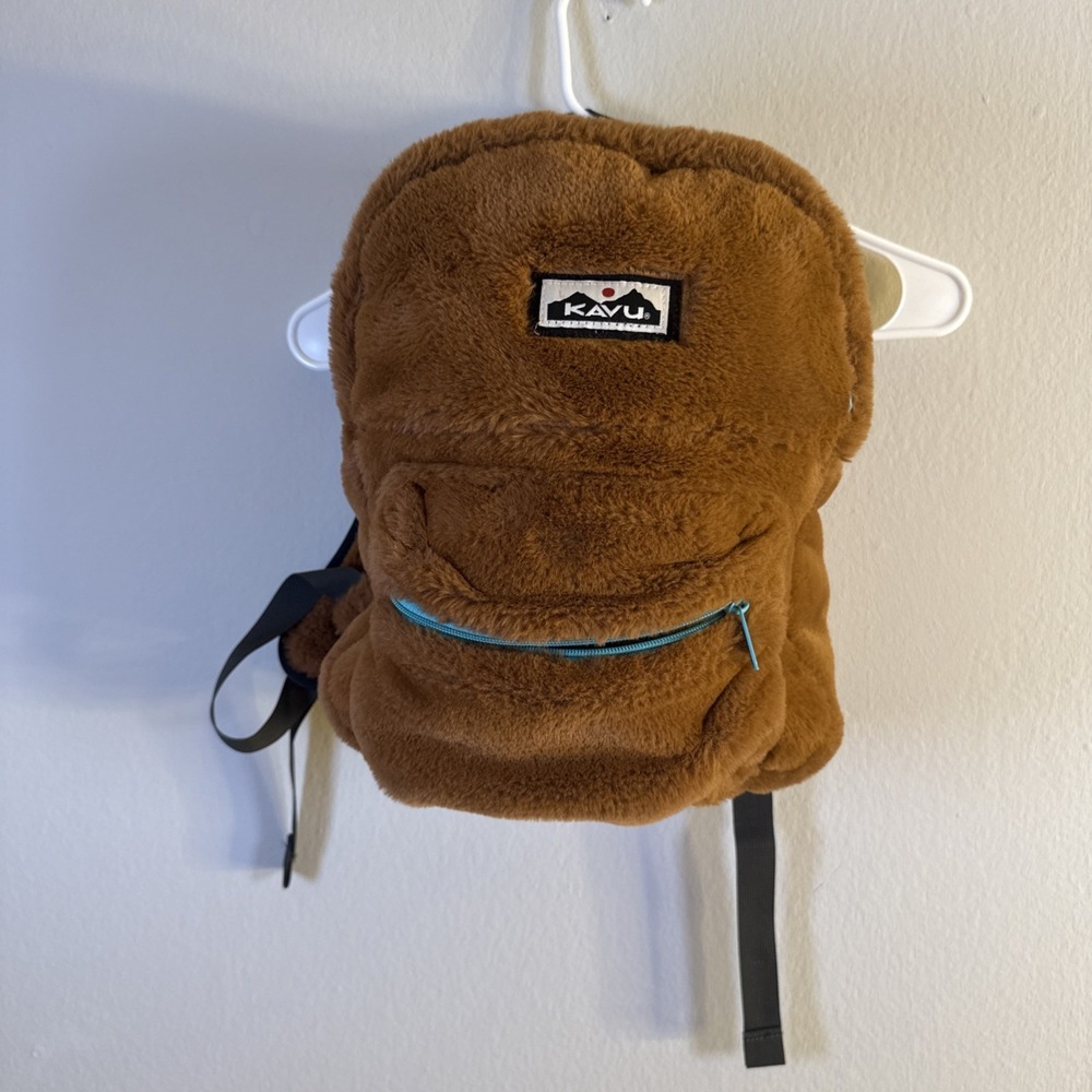 Kavu Fuzz Cub Brownâ Faux Fur Backpack Travel School Bag